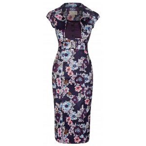 Lindy Bop Wynona Plum Petal Wiggle Dress